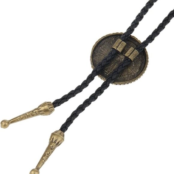 Men's Bolo Tie Cowboy Necklace Leather Necktie Western Agate Bolo Tie - Picture 6 of 6
